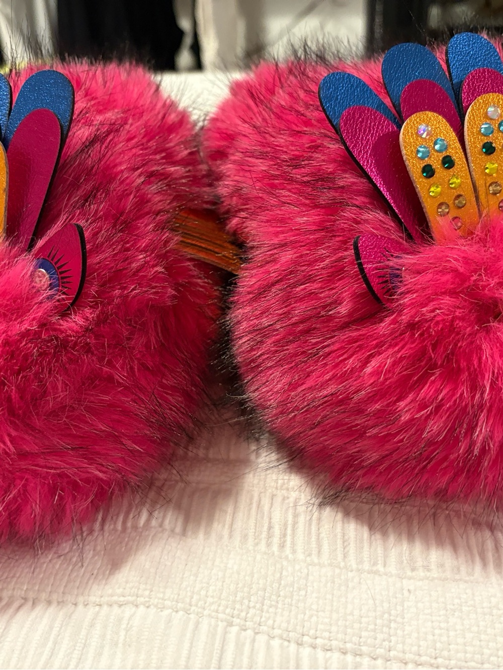 Kurt Geiger Eagle Fluff Slippers - Picture 5 of 7